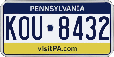 PA license plate KOU8432