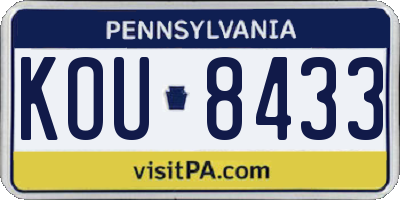 PA license plate KOU8433