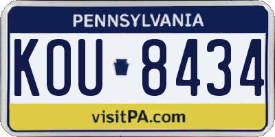 PA license plate KOU8434