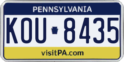 PA license plate KOU8435
