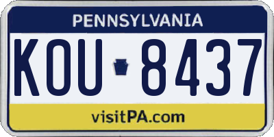 PA license plate KOU8437