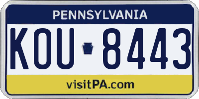 PA license plate KOU8443