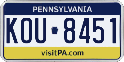 PA license plate KOU8451