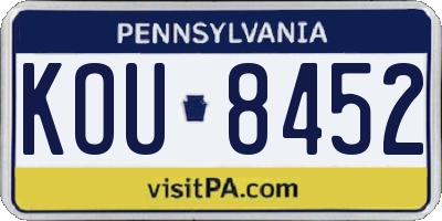 PA license plate KOU8452