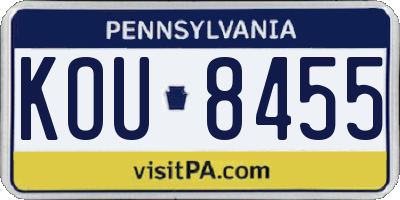 PA license plate KOU8455