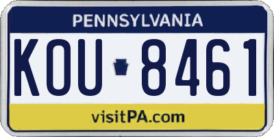 PA license plate KOU8461