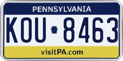 PA license plate KOU8463