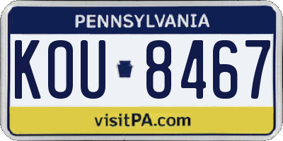 PA license plate KOU8467