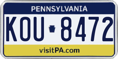 PA license plate KOU8472