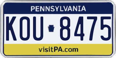 PA license plate KOU8475