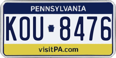 PA license plate KOU8476