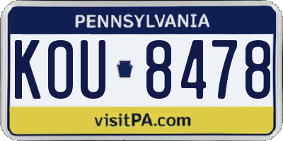 PA license plate KOU8478