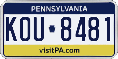 PA license plate KOU8481