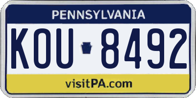 PA license plate KOU8492