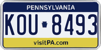 PA license plate KOU8493
