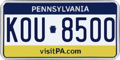 PA license plate KOU8500