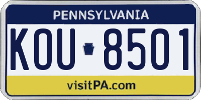 PA license plate KOU8501