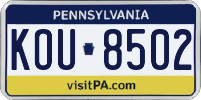 PA license plate KOU8502