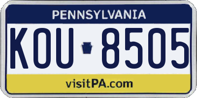 PA license plate KOU8505