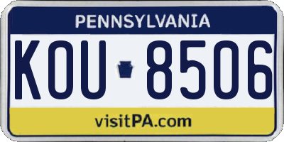 PA license plate KOU8506