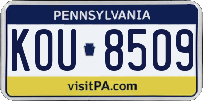 PA license plate KOU8509