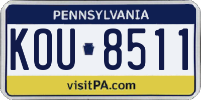 PA license plate KOU8511