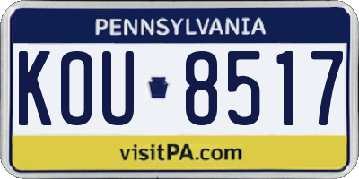 PA license plate KOU8517