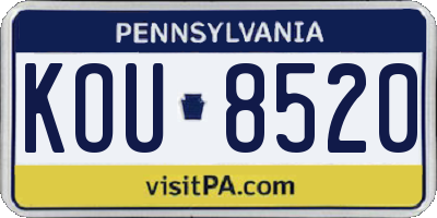 PA license plate KOU8520