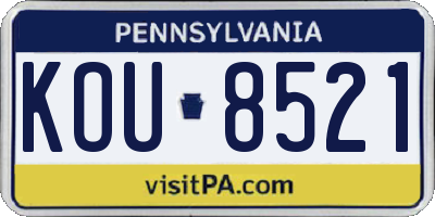 PA license plate KOU8521