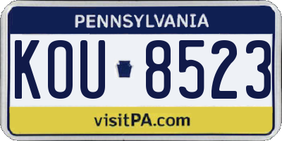 PA license plate KOU8523