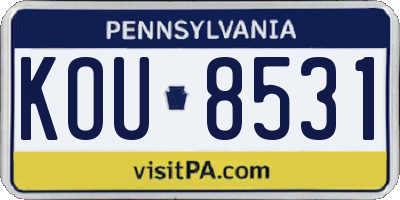 PA license plate KOU8531