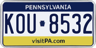 PA license plate KOU8532