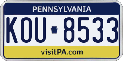 PA license plate KOU8533