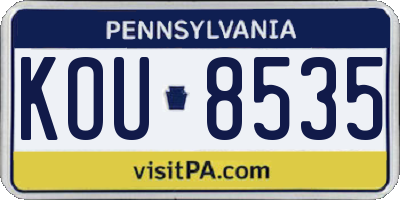 PA license plate KOU8535