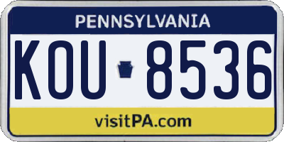 PA license plate KOU8536