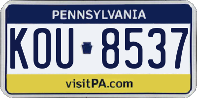 PA license plate KOU8537