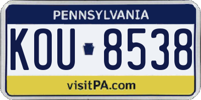 PA license plate KOU8538