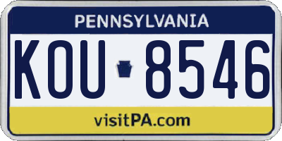 PA license plate KOU8546
