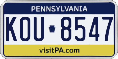 PA license plate KOU8547