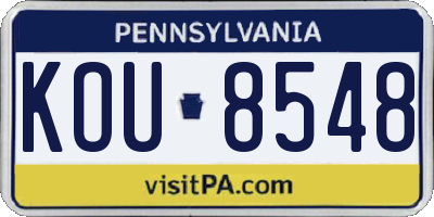 PA license plate KOU8548