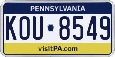 PA license plate KOU8549
