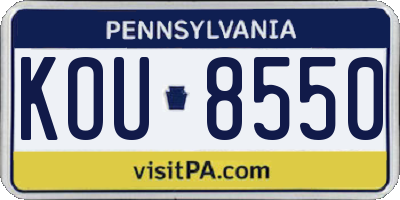PA license plate KOU8550