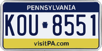 PA license plate KOU8551