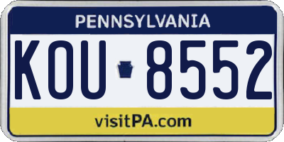 PA license plate KOU8552