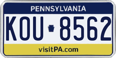 PA license plate KOU8562