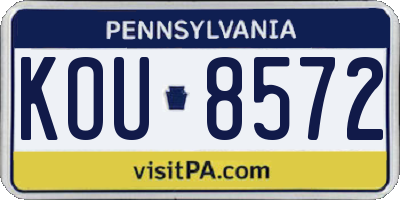 PA license plate KOU8572