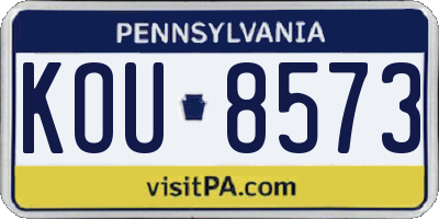 PA license plate KOU8573