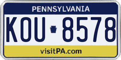PA license plate KOU8578