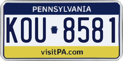 PA license plate KOU8581