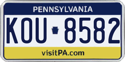 PA license plate KOU8582